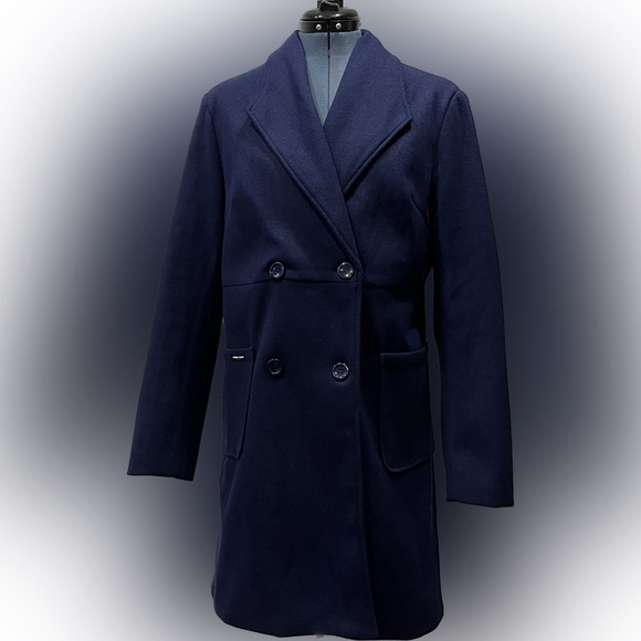 Women’s navy polyester pea coat by OC Order Plus - Picture 1 of 9
